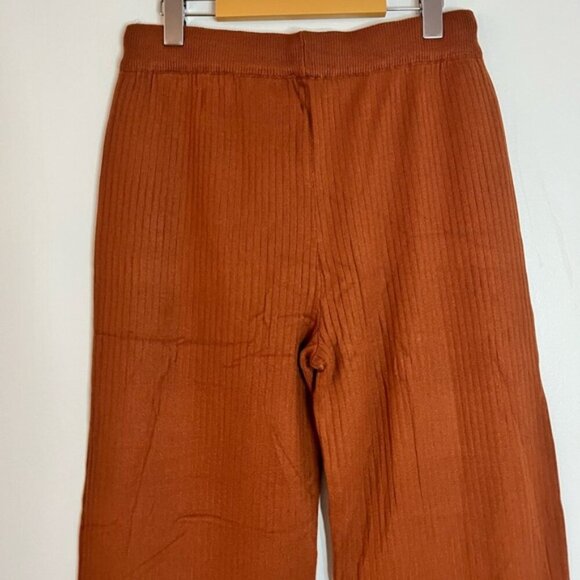 Lillusory Women’s Ribbed Knit Wide Leg Pants - Brown - Size L - Picture 9 of 11